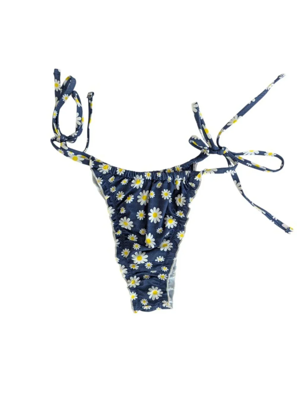 Pink X Frankie's Bikinis Blue Daisy Bikini Set Halter Top Reign Bottom Set XL/L